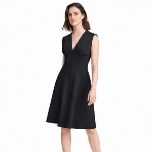 Wolford 8 Sarah Black scuba Dress v neck a-line 0567 sleeveless zipper